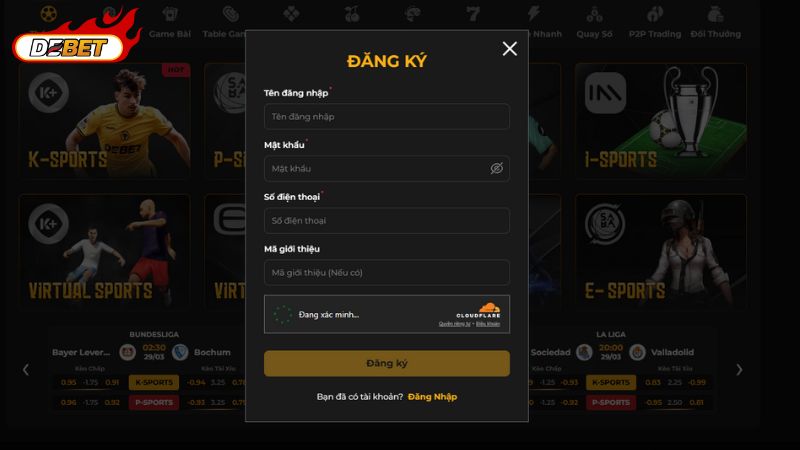 Đăng ký K-Sports tại Debet dễ dàng trong vài bước